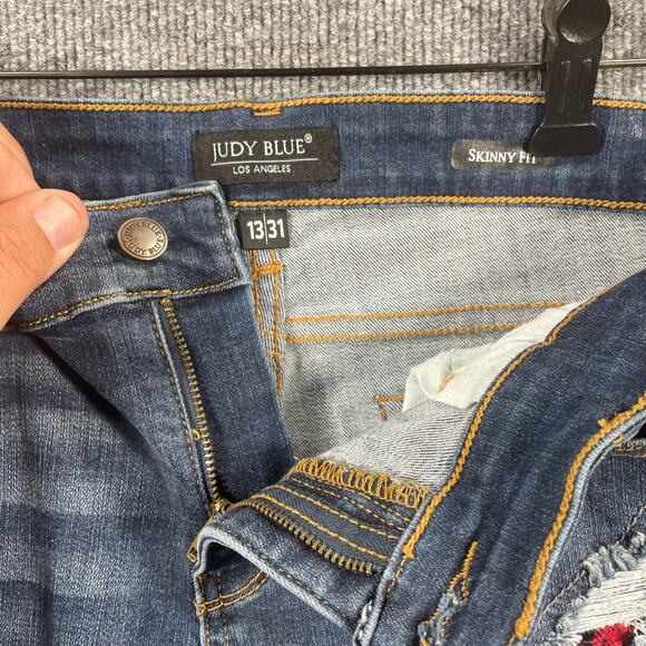 Judy Blue Skinny Fit Jeans Women's 13/31 Blue Destroyed JB8268DK Stretch - Picture 4 of 10